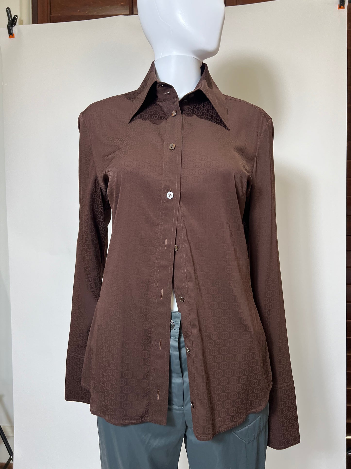 Vintage Gucci Monogram Silk Blouse
