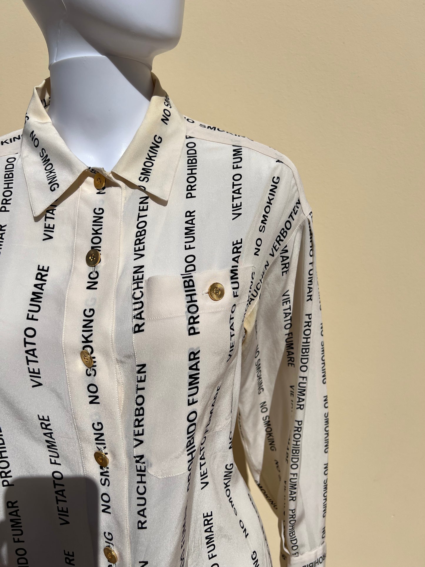CHANEL: 1980s “No Smoking” Silk Blouse