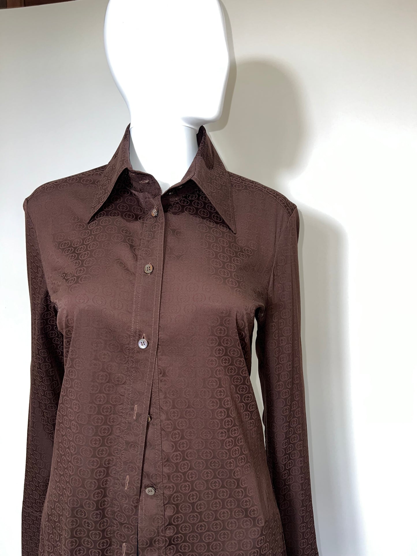Vintage Gucci Monogram Silk Blouse