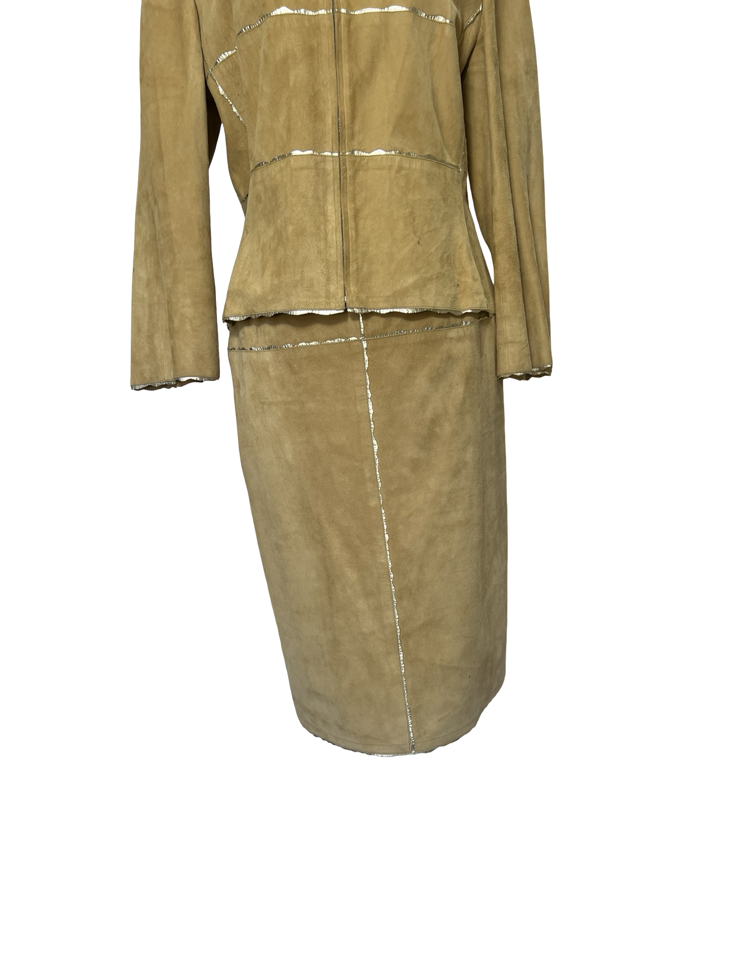 Vintage Chanel Suede Skirt and Jacket Set