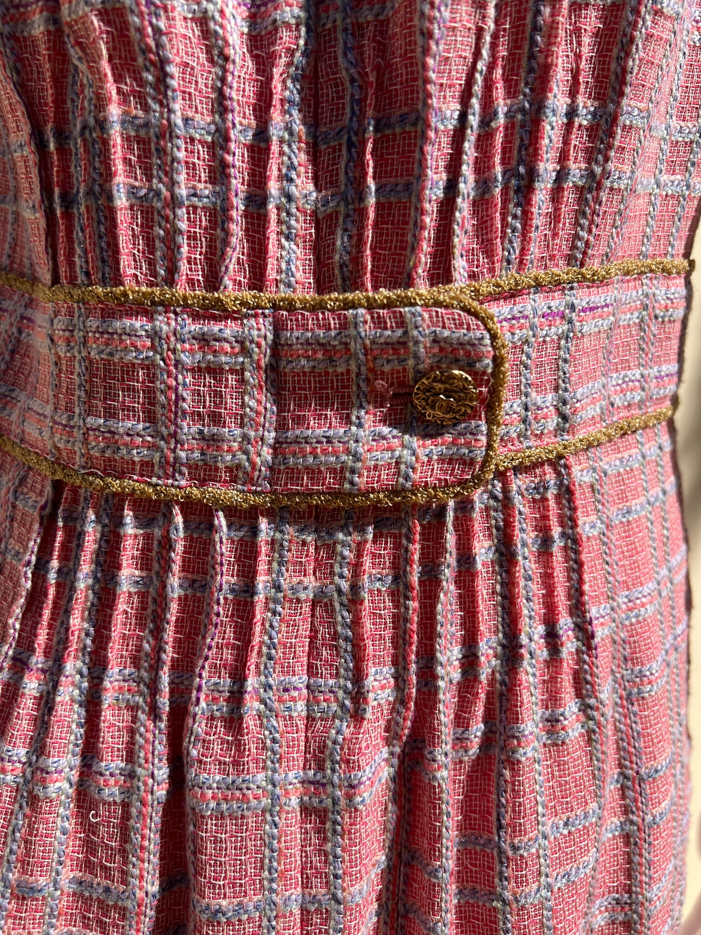 CHANEL: Pink Tweed Detail Dress