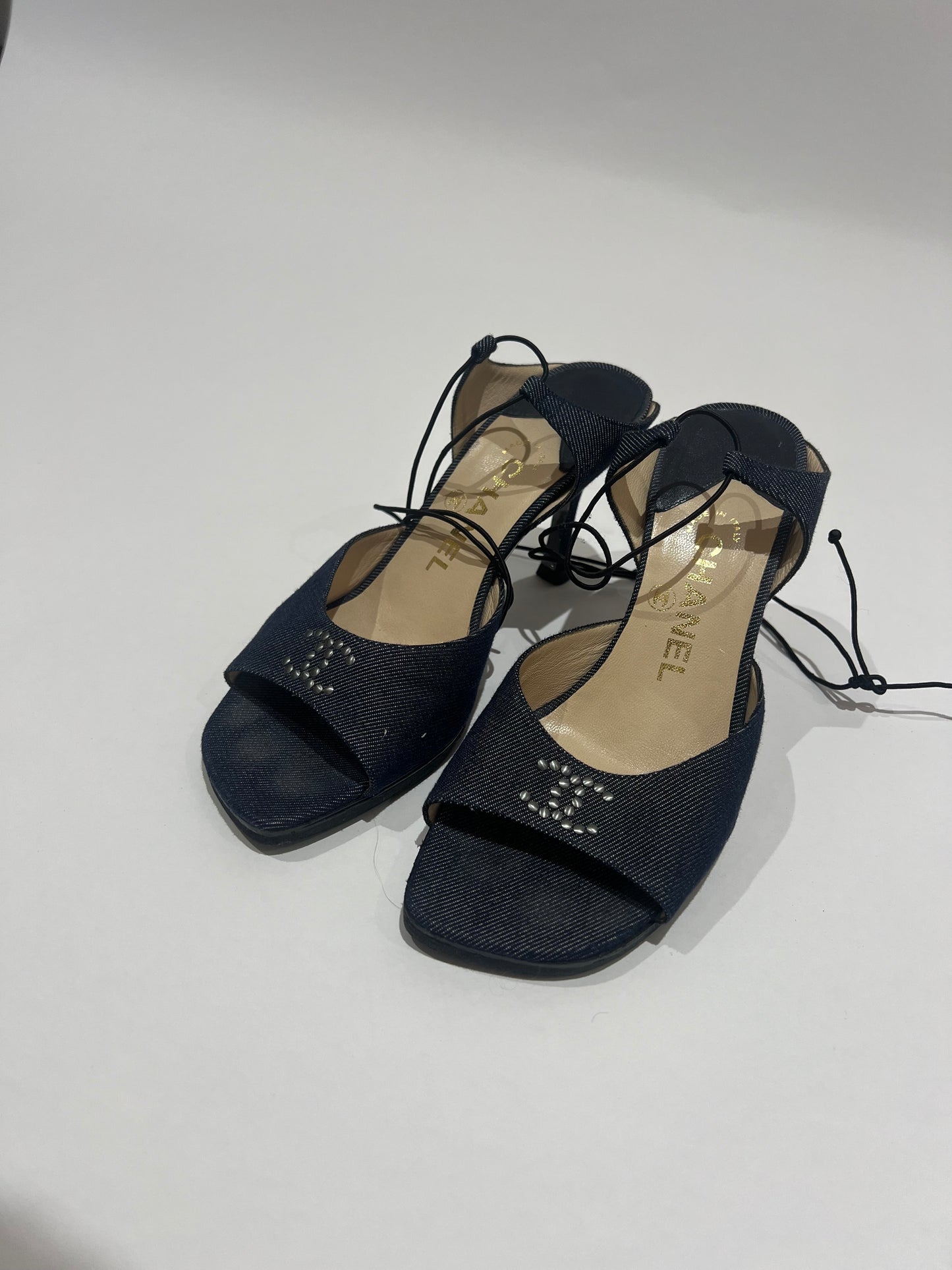 Vintage Chanel Denim Strappy Heel