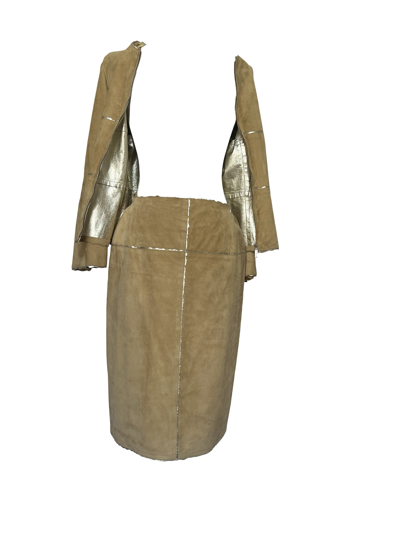 Vintage Chanel Suede Skirt and Jacket Set