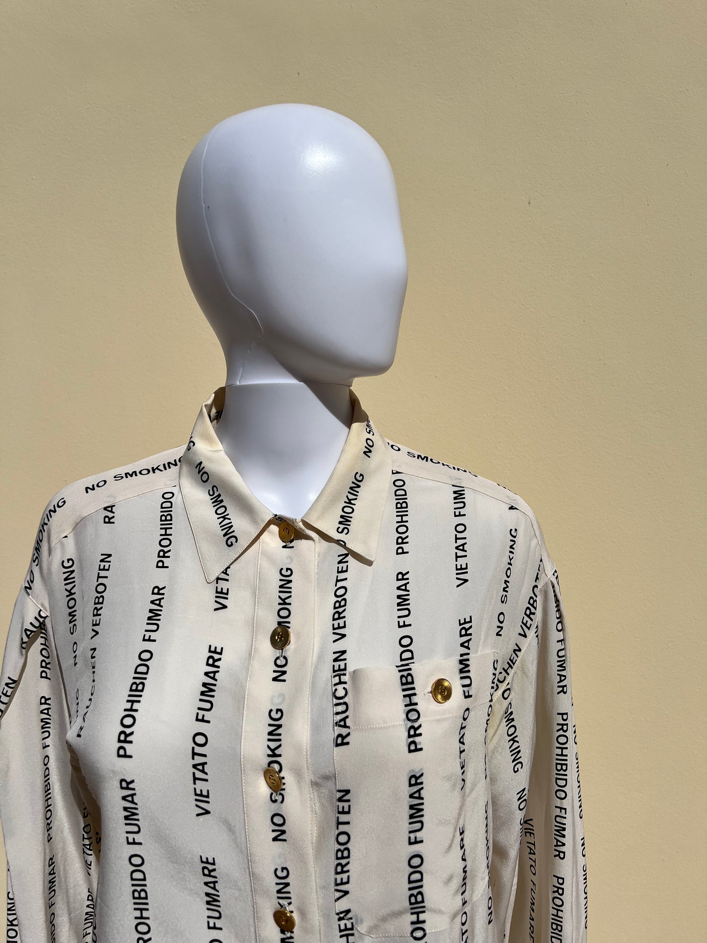 CHANEL: 1980s “No Smoking” Silk Blouse