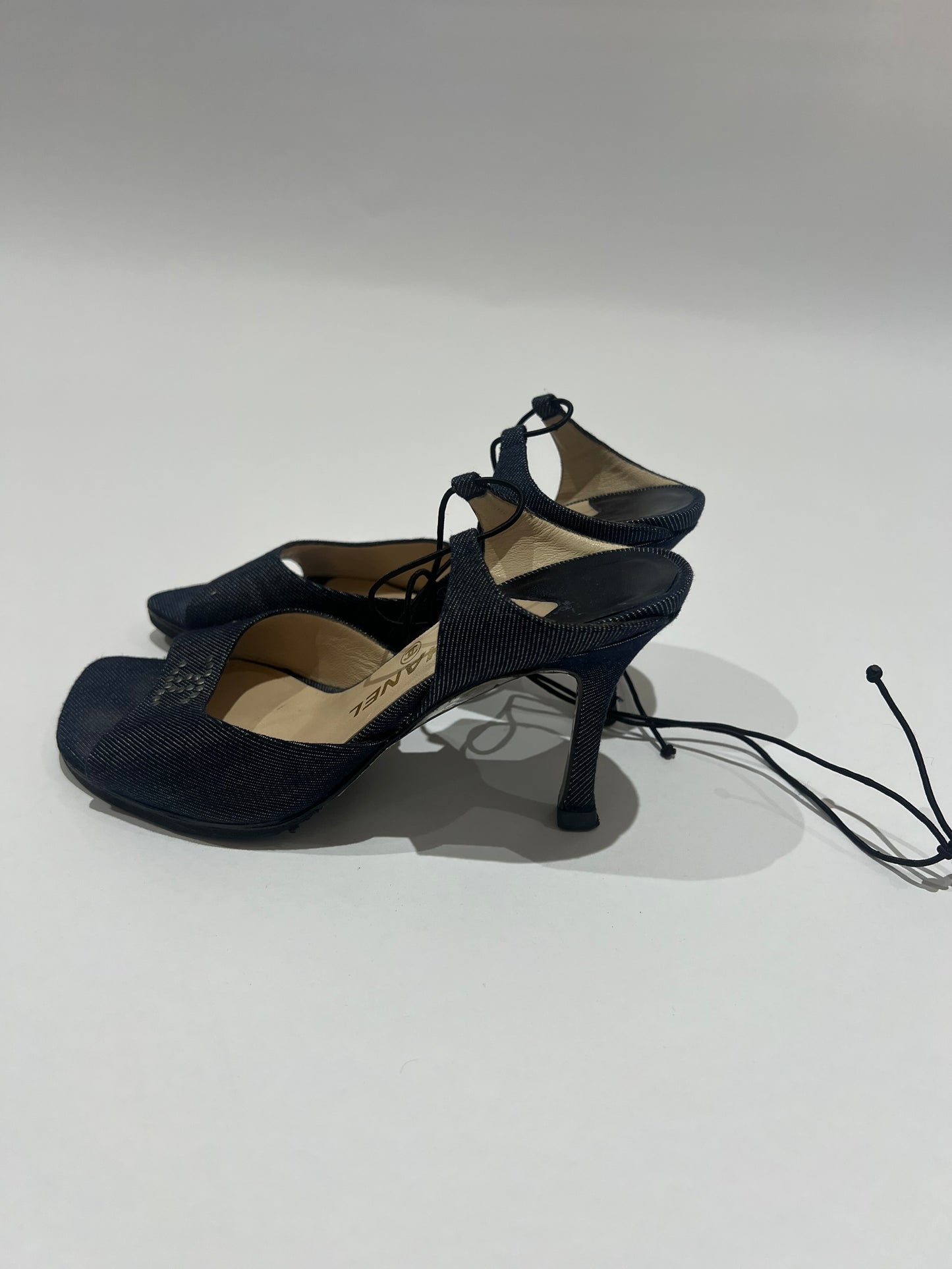Vintage Chanel Denim Strappy Heel