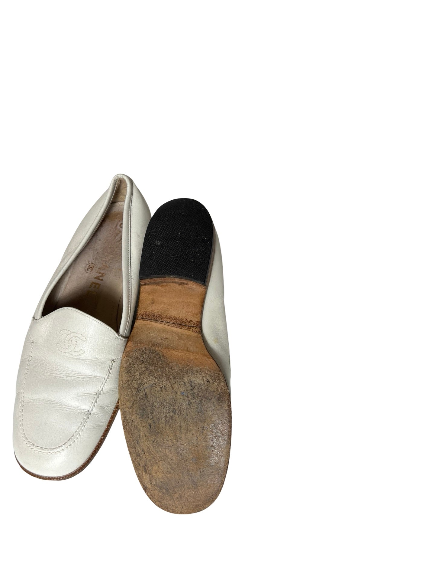 Vintage Chanel Loafer in White 37