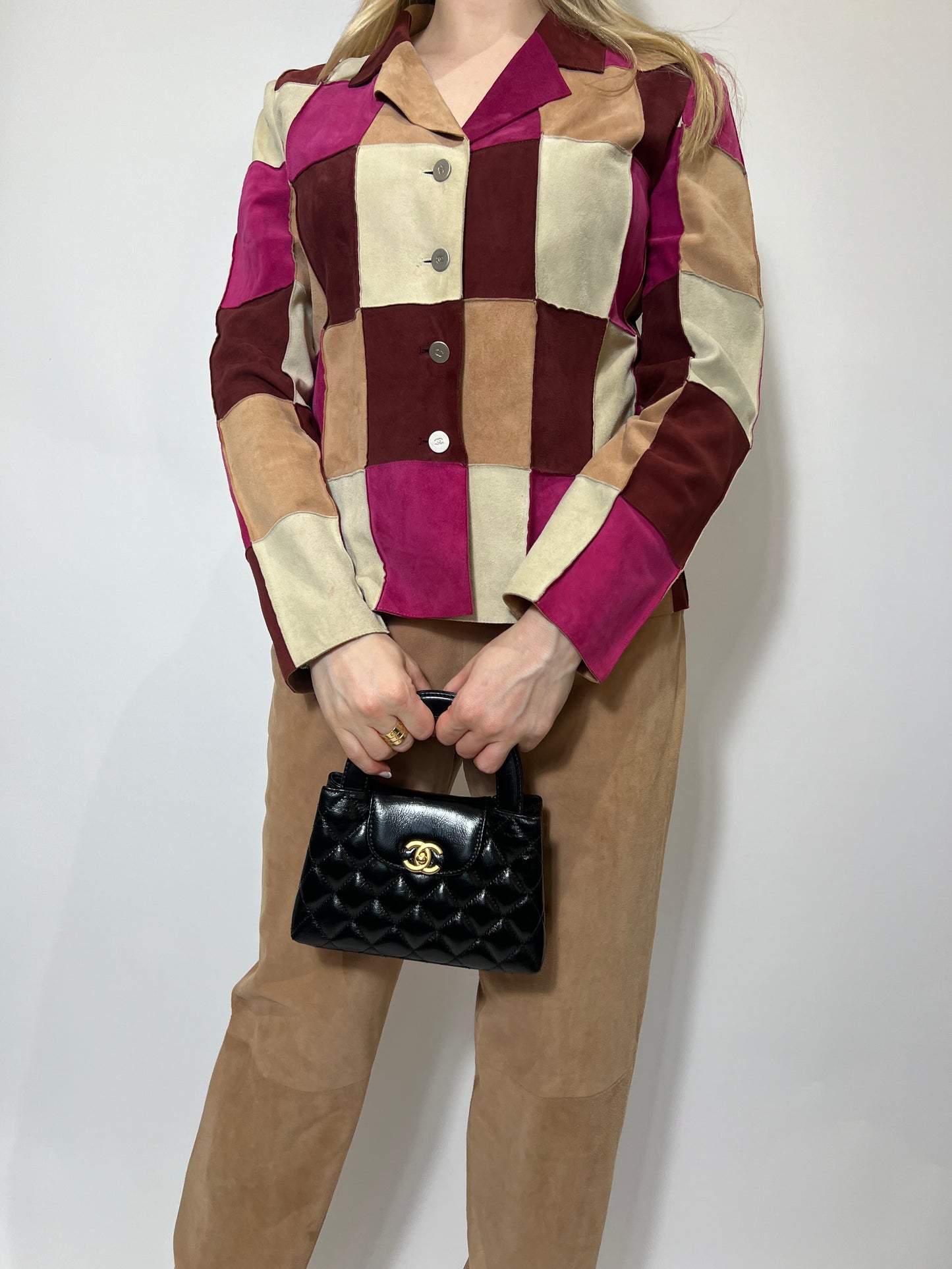 Vintage Chanel 2000 Patchwork Suede Jacket