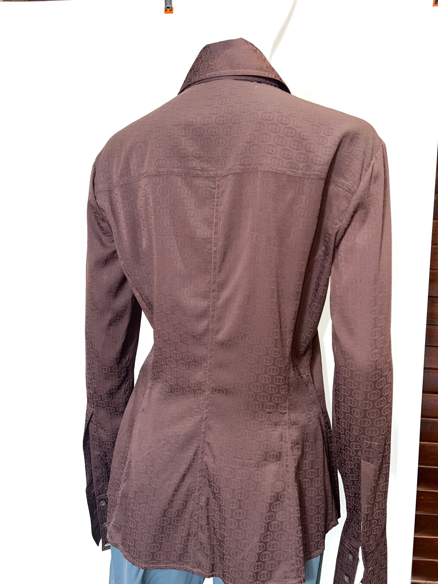 Vintage Gucci Monogram Silk Blouse