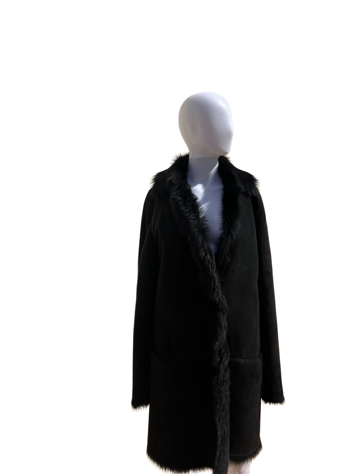 GUCCI: Black Suede Fur Coat