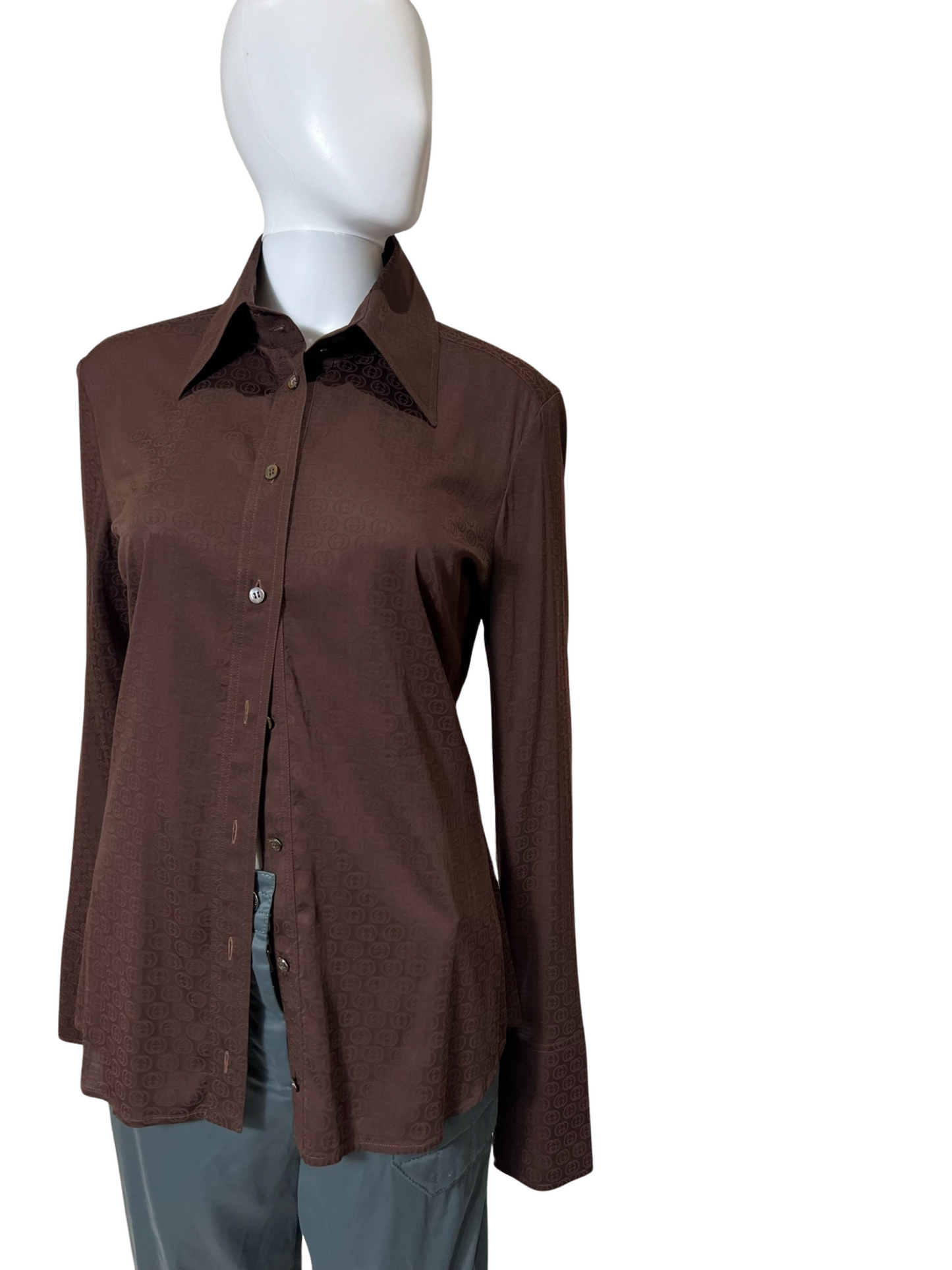Vintage Gucci Monogram Silk Blouse