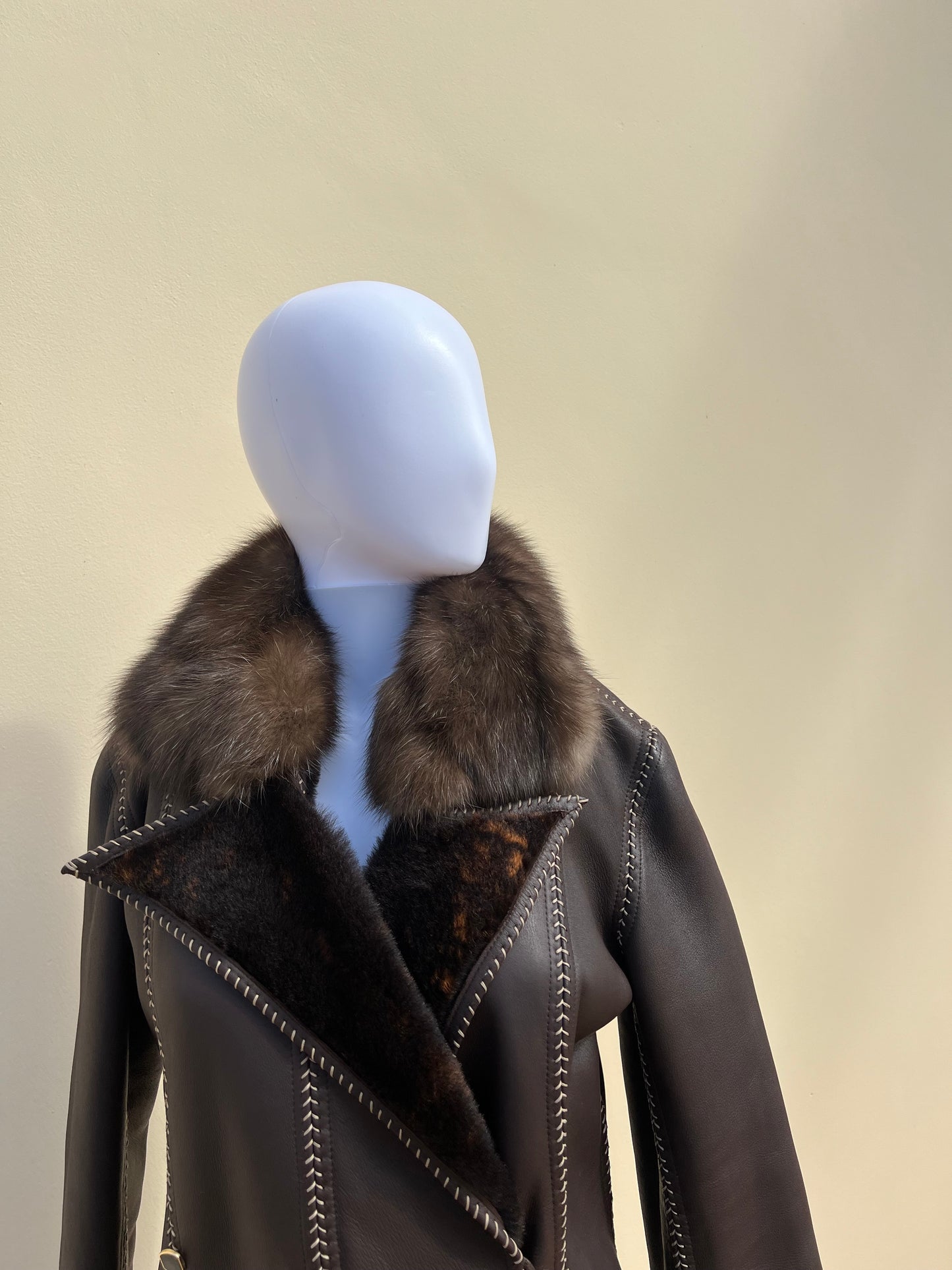 FENDI- Vintage 1990s Leather and Fur Coat
