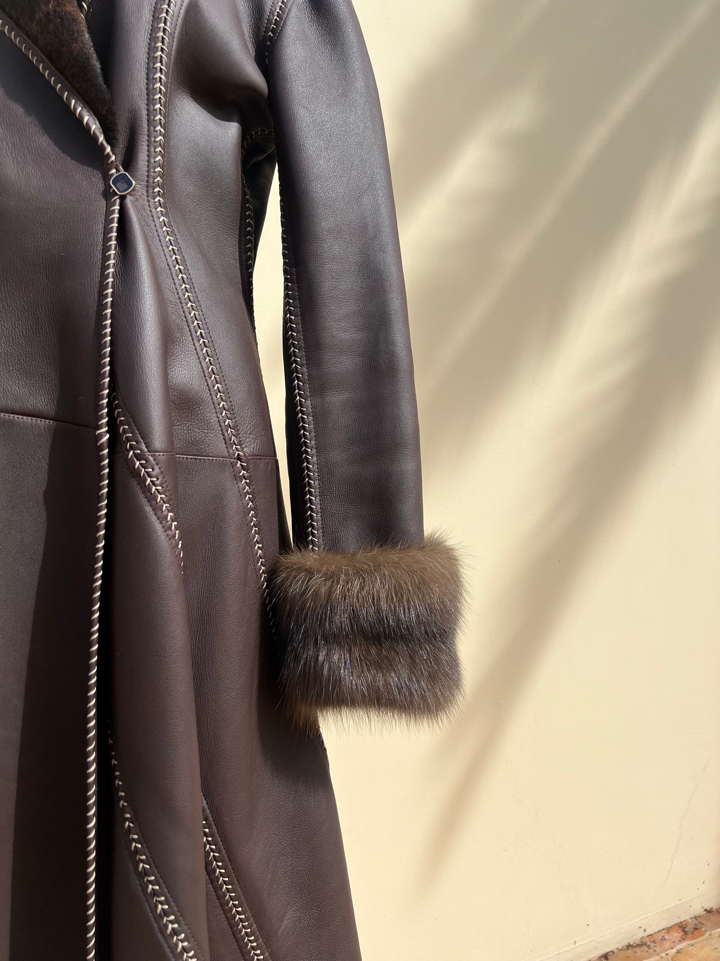 FENDI- Vintage 1990s Leather and Fur Coat