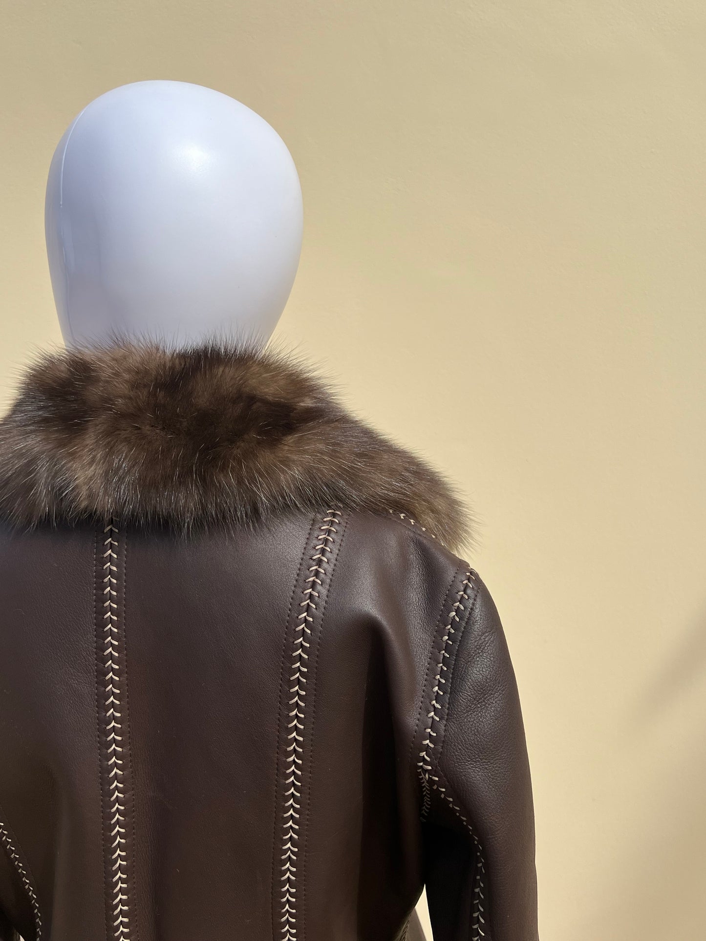FENDI- Vintage 1990s Leather and Fur Coat