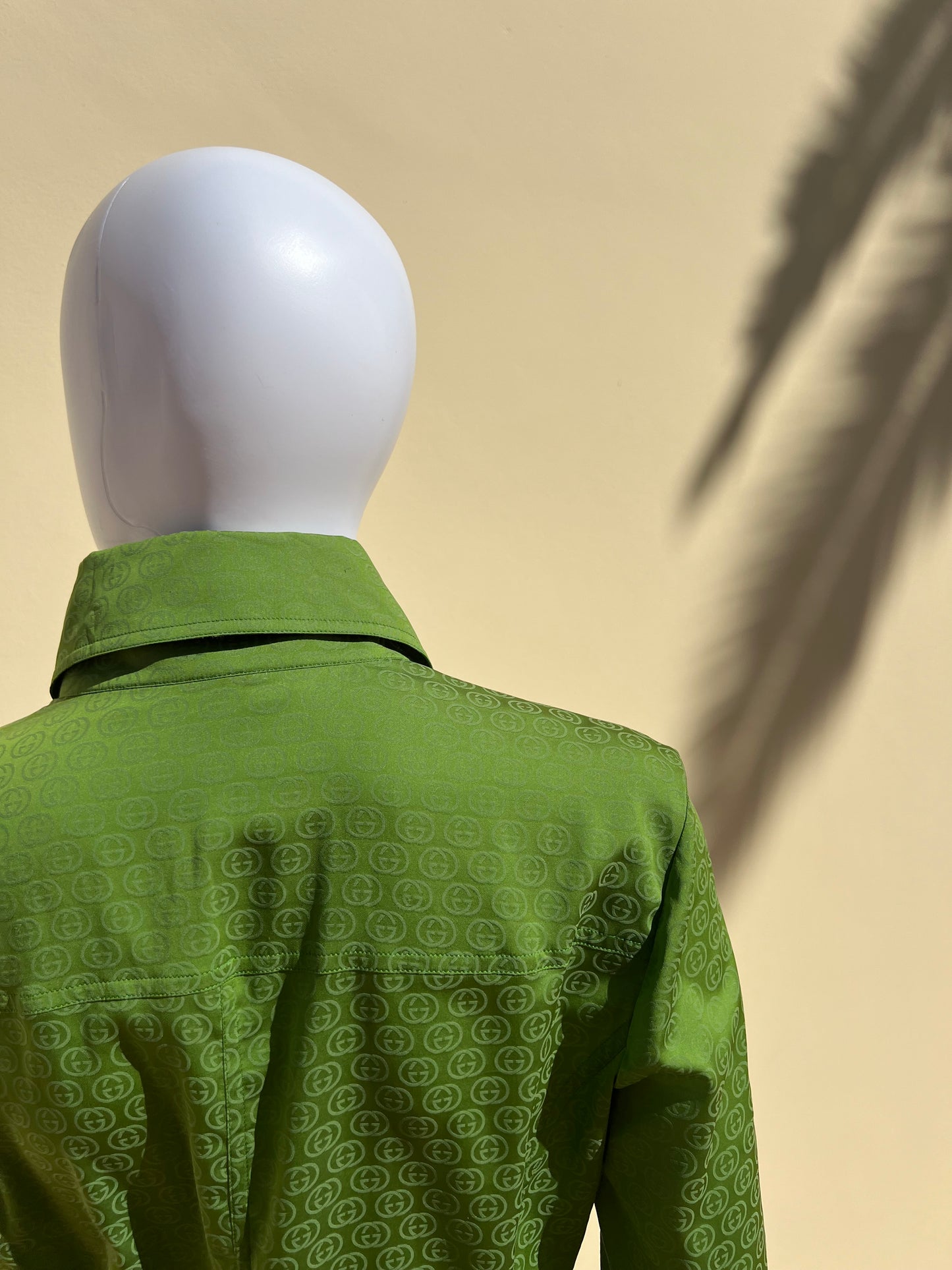 GUCCI: Silk Green Monogram Blouse