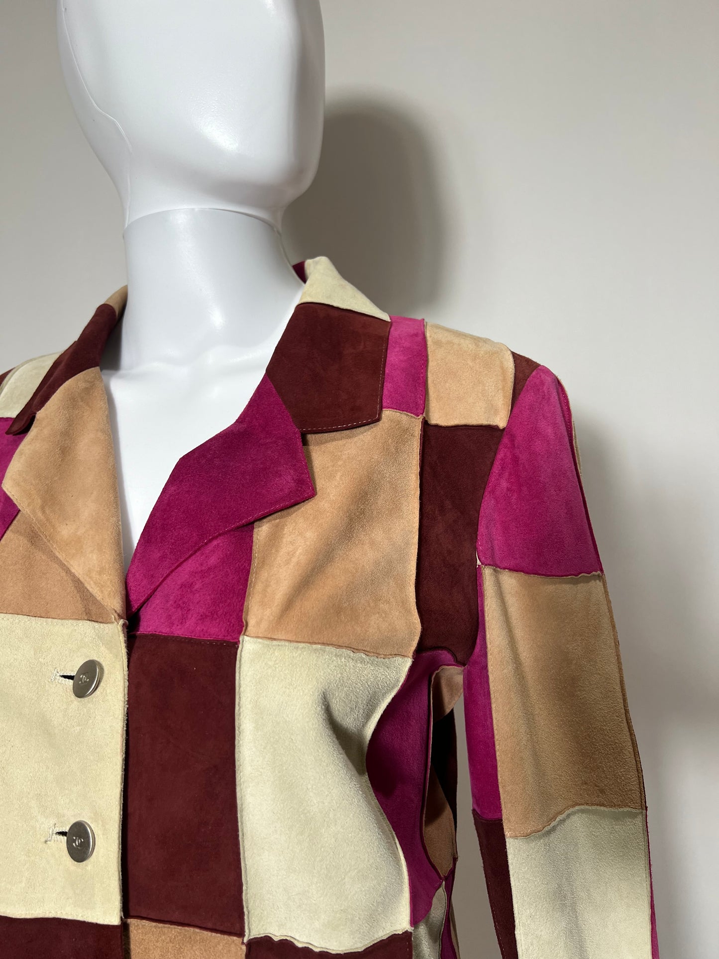 Vintage Chanel 2000 Patchwork Suede Jacket