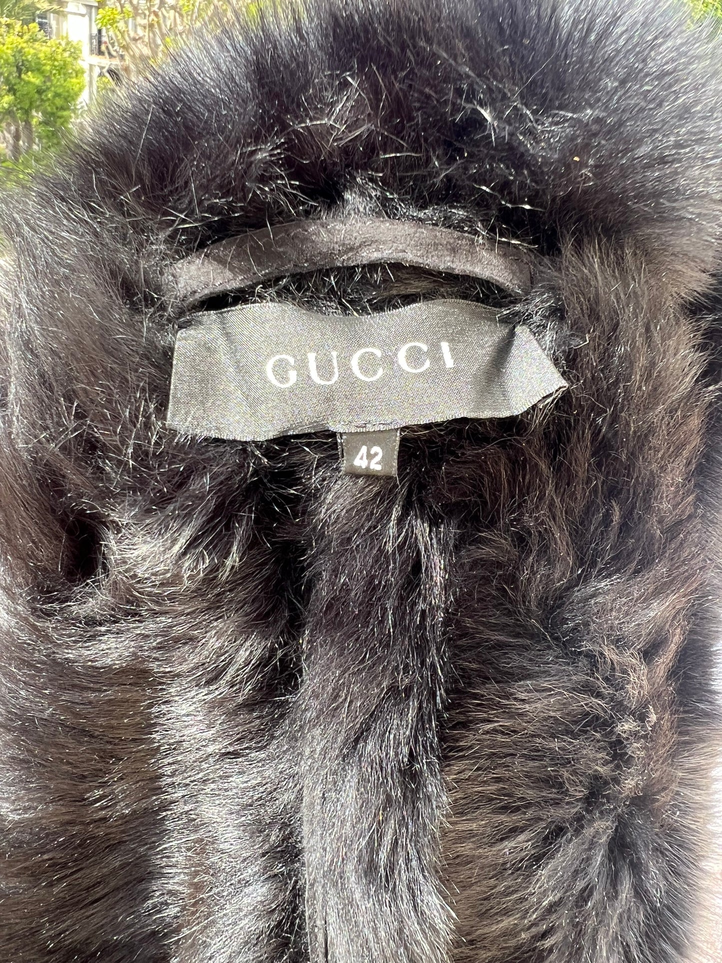 GUCCI: Black Suede Fur Coat