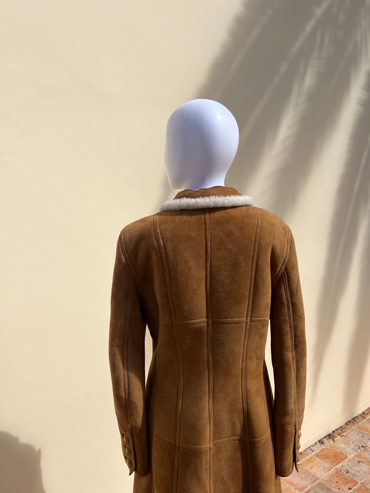 CHANEL: Suede and Fur Trimmed Coat