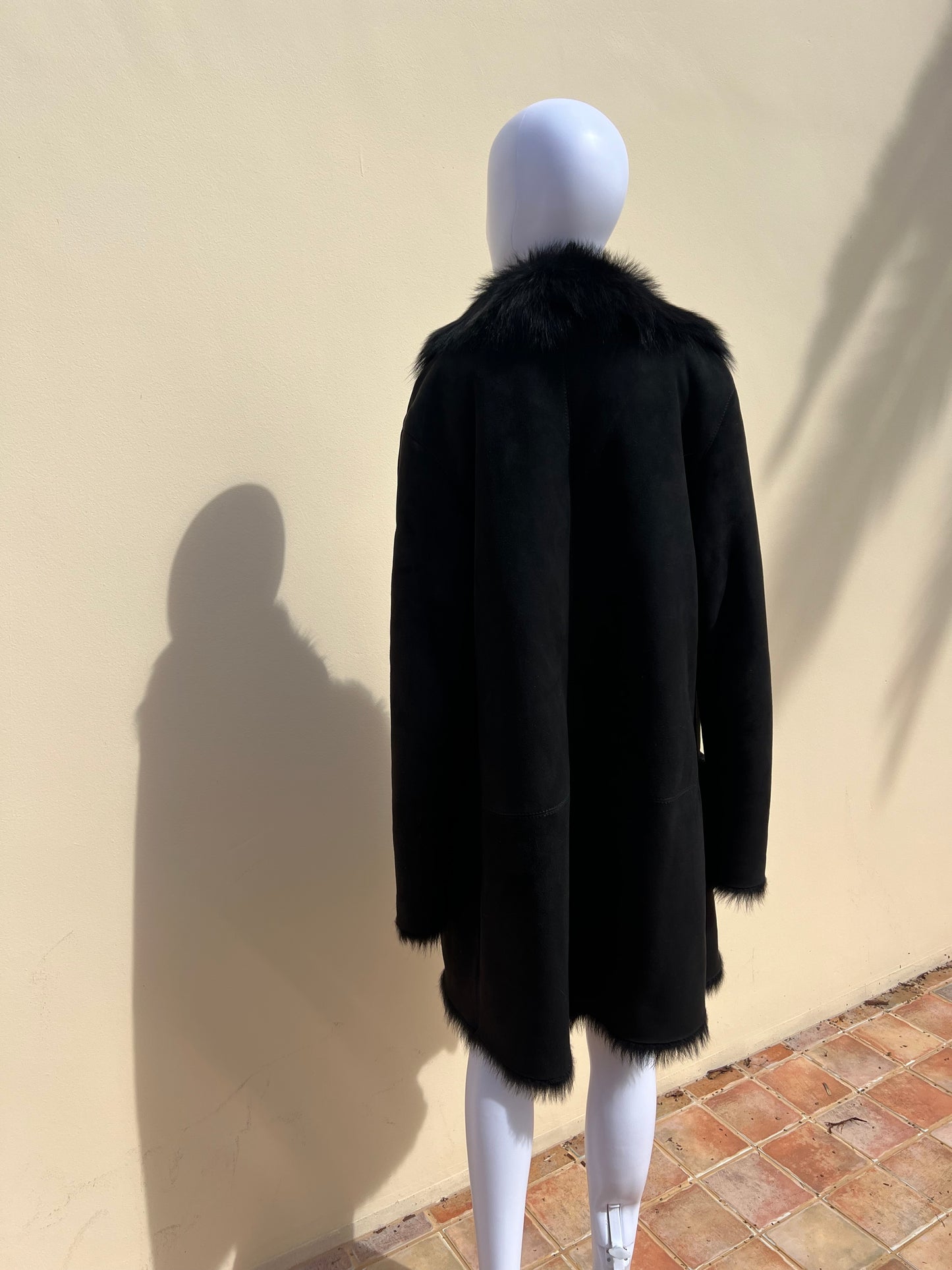 GUCCI: Black Suede Fur Coat