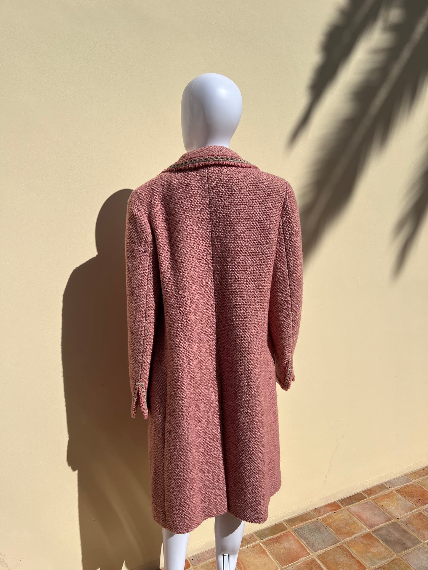 CHANEL: Pink Knitted Woven Coat