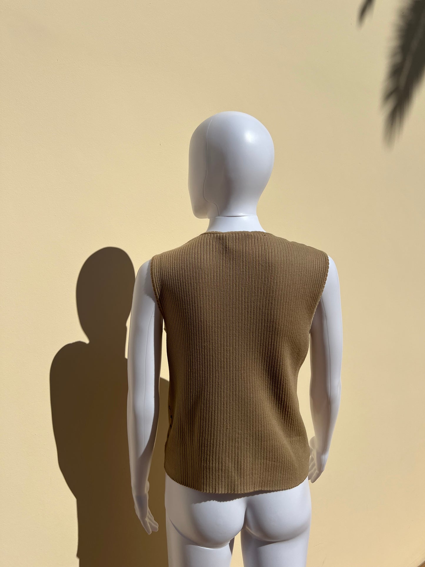 CHANEL: Ribbed V Neck Top