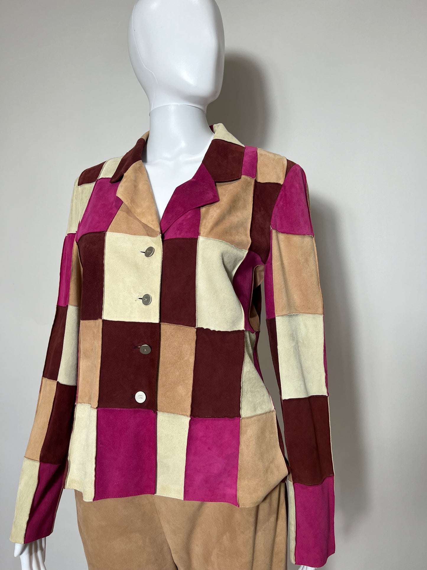 Vintage Chanel 2000 Patchwork Suede Jacket