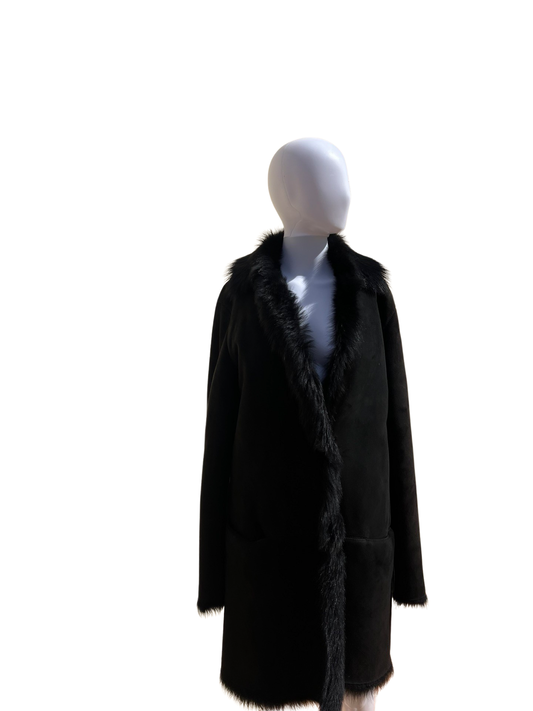GUCCI: Black Suede Fur Coat