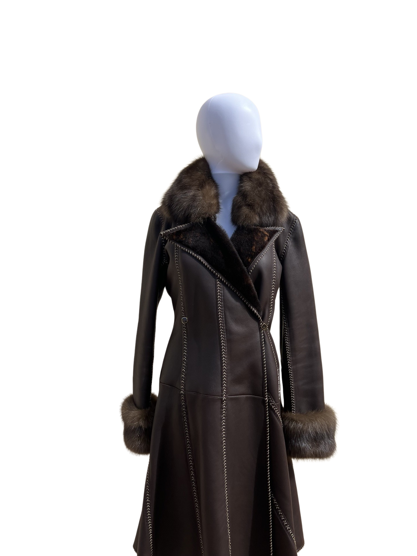 FENDI- Vintage 1990s Leather and Fur Coat