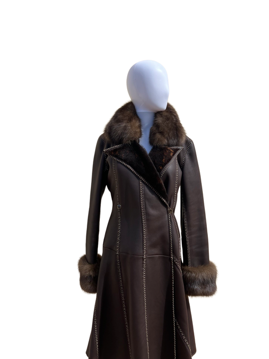FENDI- Vintage 1990s Leather and Fur Coat