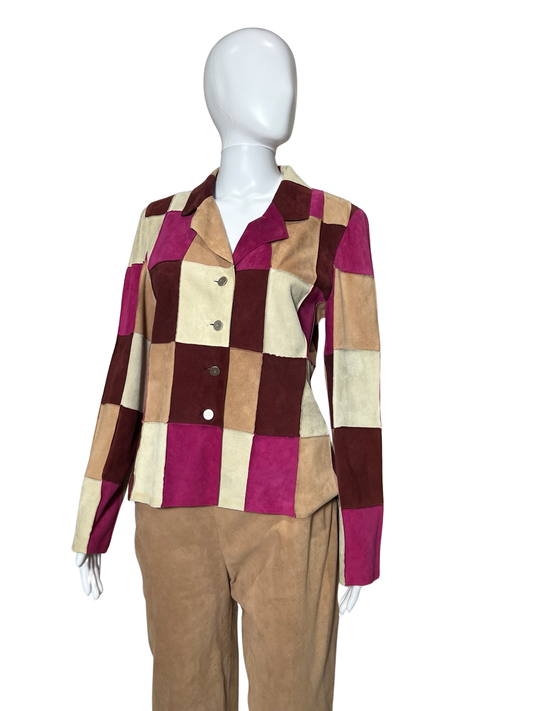 Vintage Chanel 2000 Patchwork Suede Jacket