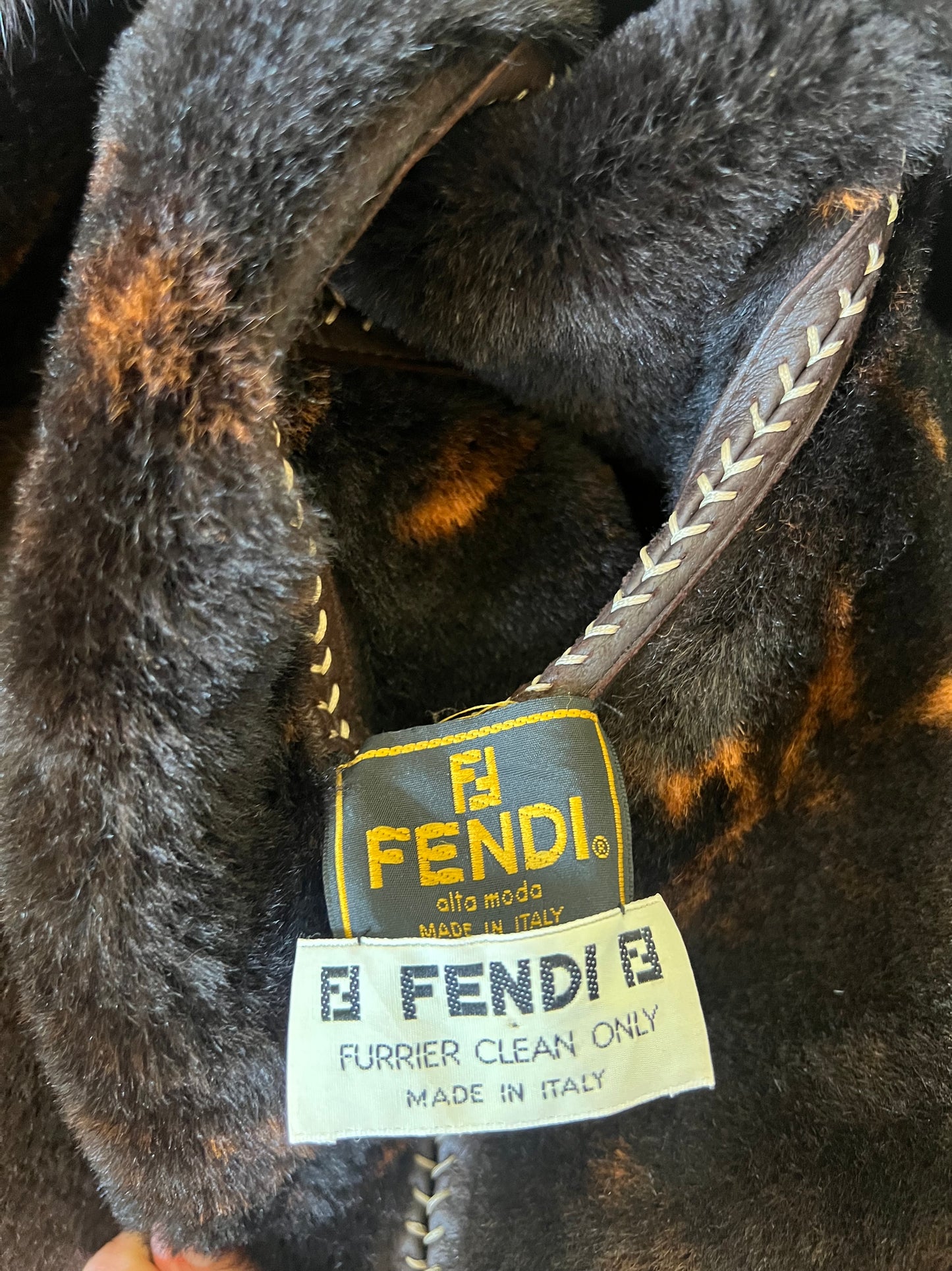 FENDI- Vintage 1990s Leather and Fur Coat