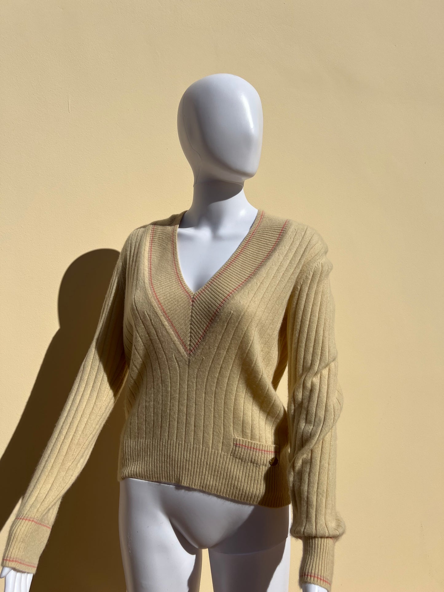 CHANEL: 2001 Cashmere V Neck Sweater